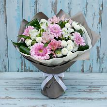 Букет цветов из:  Герберы, Альстромерии и Хризантемы в Бургуне-Маджаре