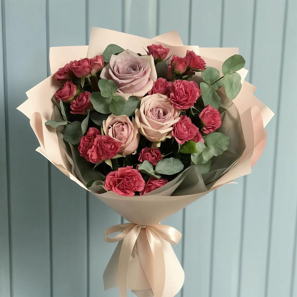 Букет цветов из: Гвоздики и Розы в Бургуне-Маджаре