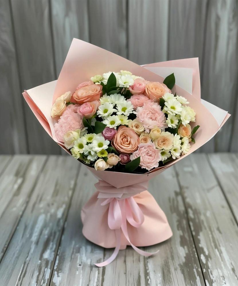 Букет цветов из: Гвоздики, Розы и Хризантемы в Бургуне-Маджаре