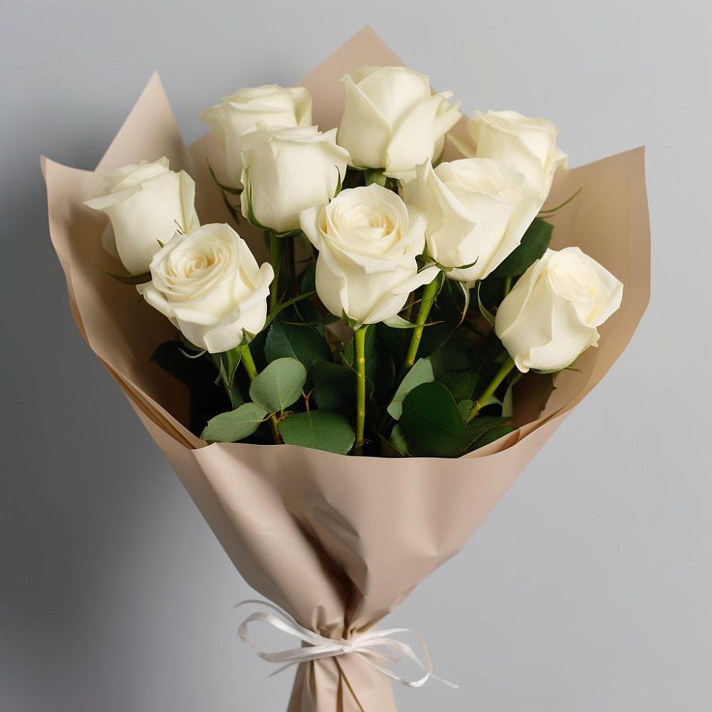 Букет 9 Белых роз Эдлесс Лав в Бургуне-Маджаре