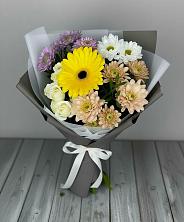 Букет цветов из:  Розы, Герберы и Хризантемы в Бургуне-Маджаре