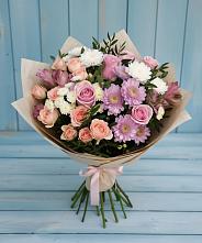 Букет цветов из:  Хризантемы, Розы и Альстромерии в Бургуне-Маджаре