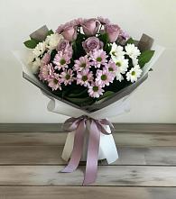 Букет цветов из:  Хризантемы и Розы в Бургуне-Маджаре