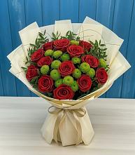 Букет цветов из:  Розы и Хризантемы в Бургуне-Маджаре