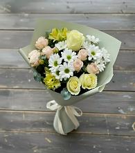 Букет цветов из:  Альстромерии, Розы и Хризантемы в Бургуне-Маджаре