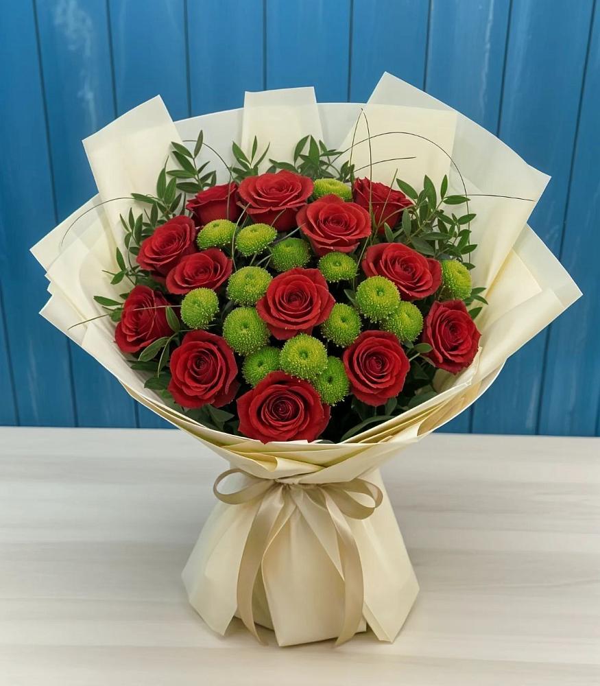 Букет цветов из: Розы и Хризантемы в Бургуне-Маджаре