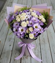 Букет цветов из:  Хризантемы и Розы в Бургуне-Маджаре